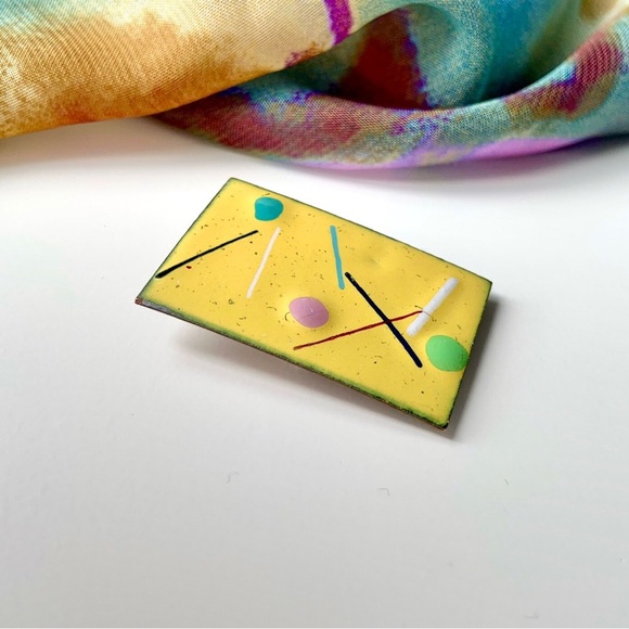 Vintage abstract enamel on copper brooch - Picture 2 of 5